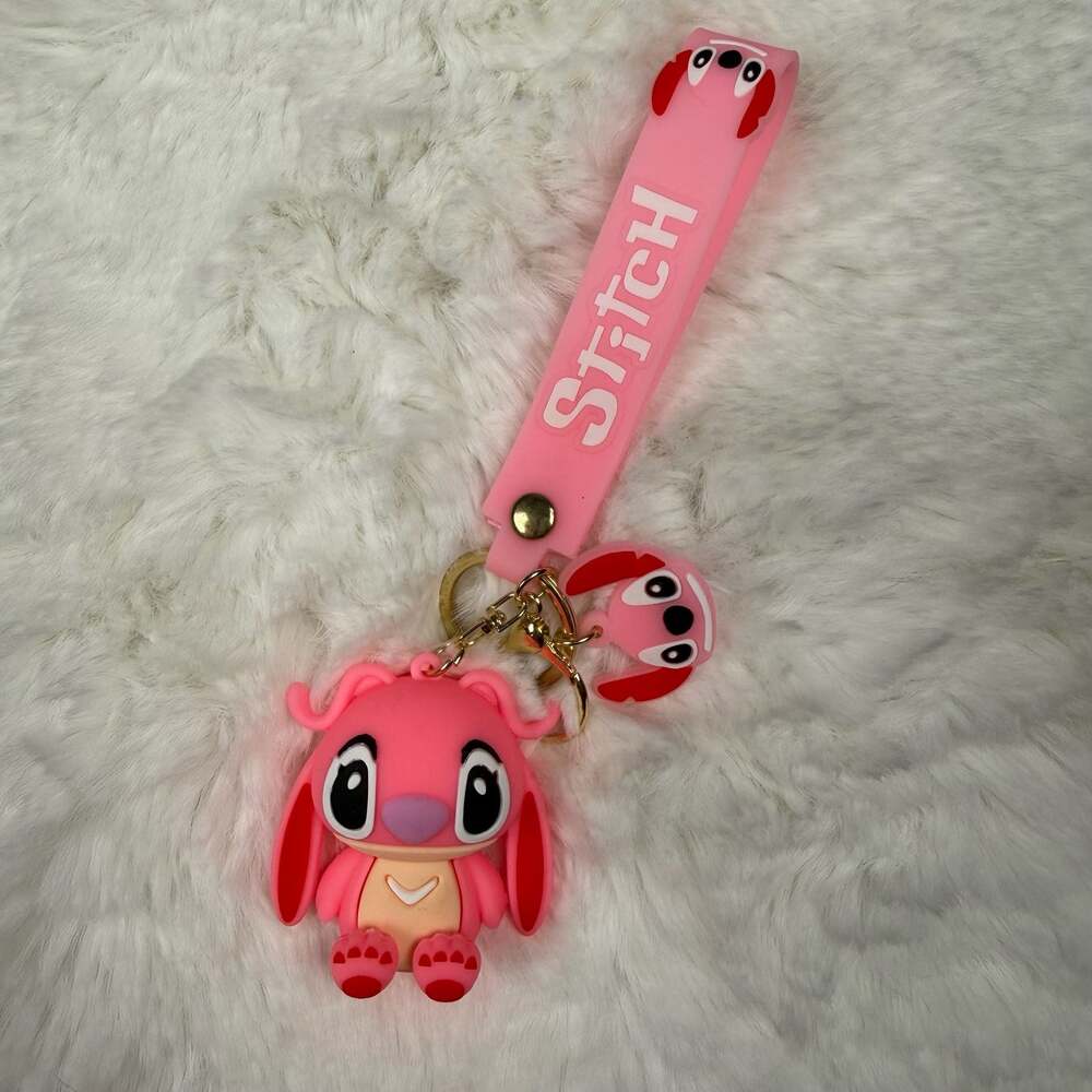 Disney Lilo & Stitch Angel 3D Silicone Keychain with Wrist Strap